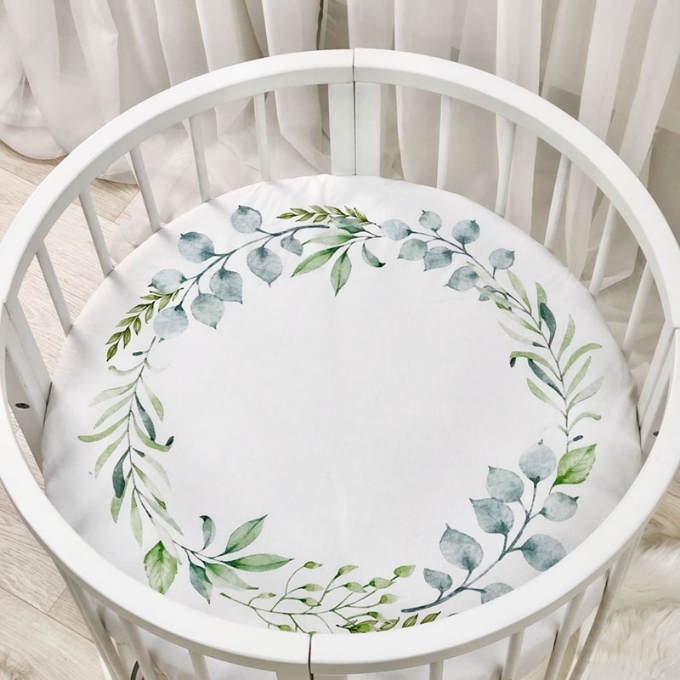 Husa saltea rotunda patut bebe copii cu elastic, Coronita (3)